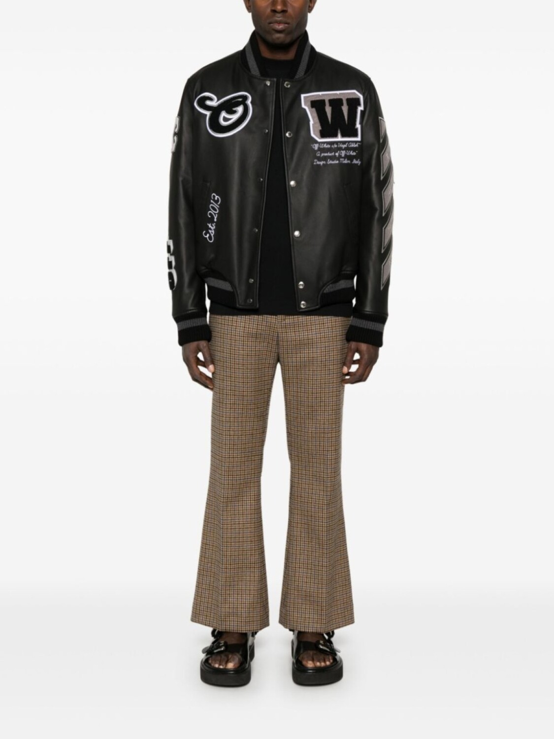 

Куртка-бомбер из цельной кожи Off-White, черный