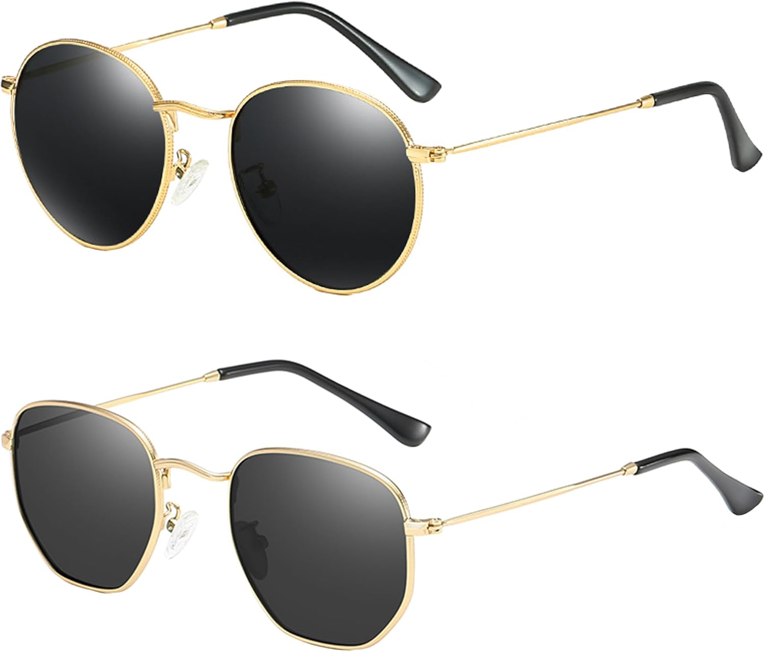 

Небольшие круглые поляризованные солнцезащитные очки для женщин и мужчин, классический ретро-стиль, круглая металлическая оправа, защита от УФ-излучения Teumire, P4 Gold/Grey+3548gold/Grey