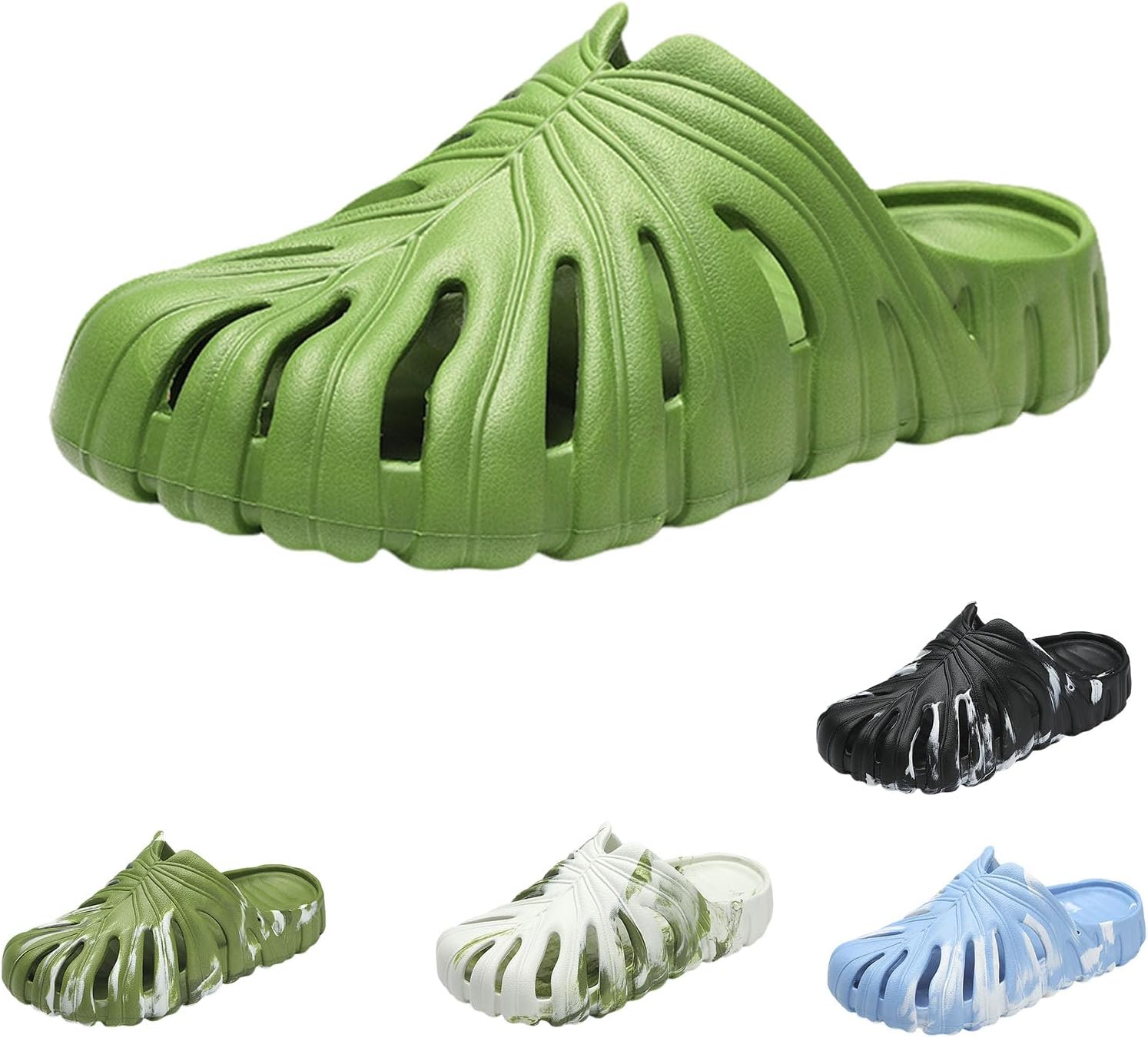 

Тапочки «Монстера» для женщин и мужчин, тапочки с толстой подошвой и мягкой подушкой, нескользящие, быстросохнущие, из ЭВА, для пляжа и душа Imtosec, зеленый