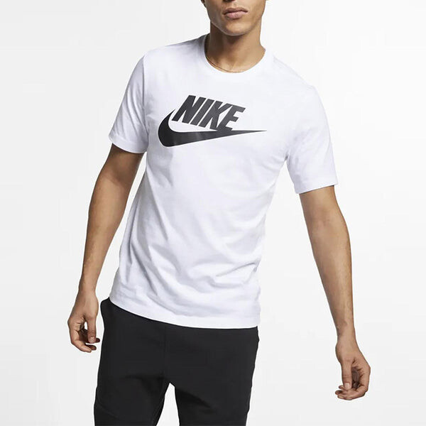 Футболка m nsw tee icon futura casual sports breathable alphabet printing round neck short sleeve white Nike, белый — фото 3