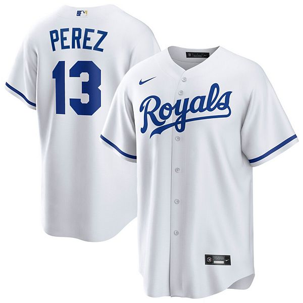 

Мужская белая реплика игровой футболки сальвадора перес kansas city royals home Nike