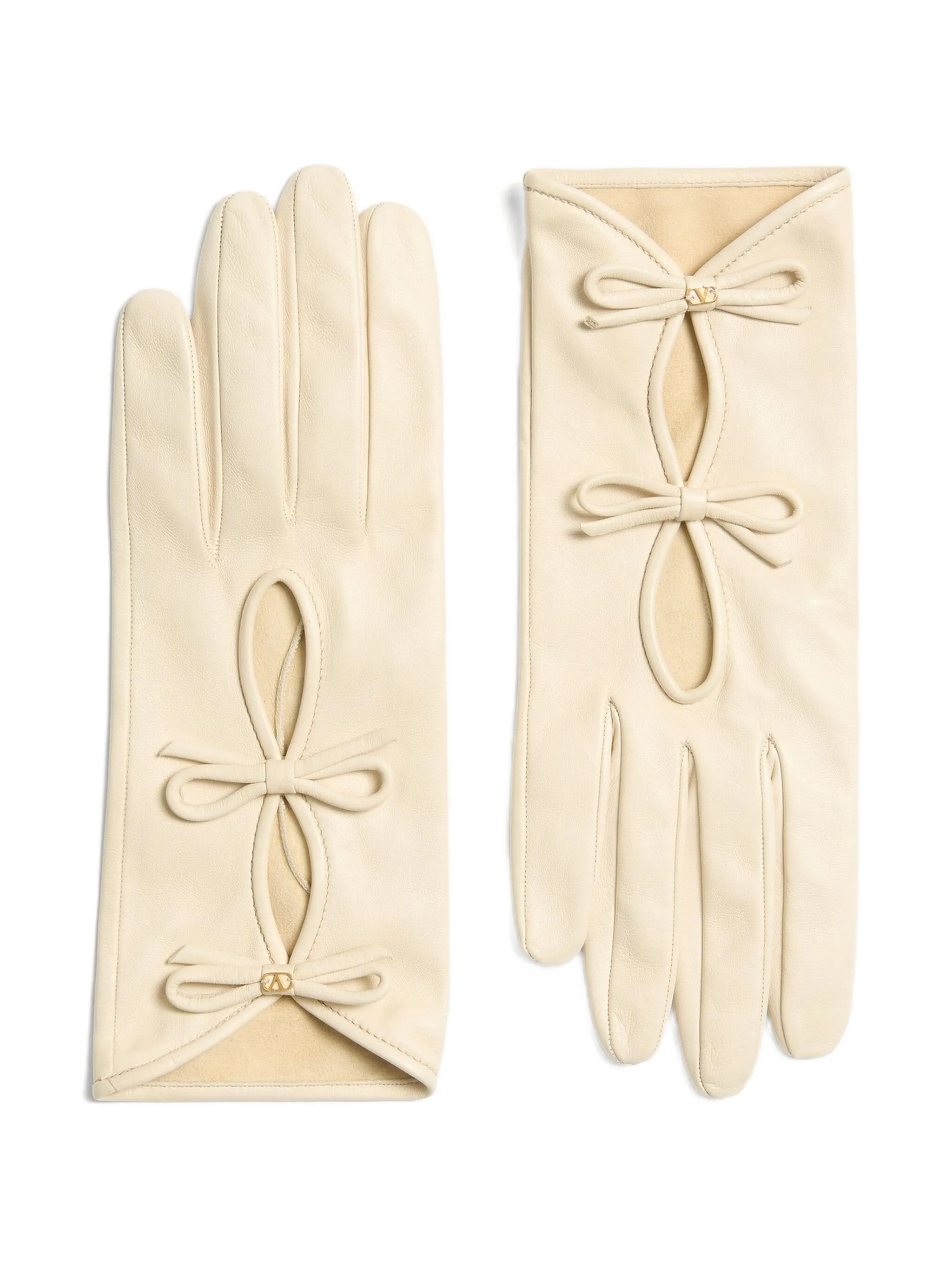 

Кожаные перчатки с бантами Valentino Garavani, бежевый