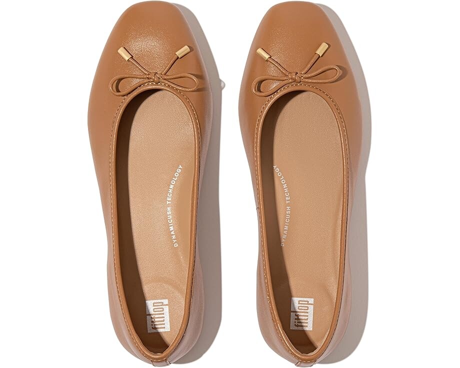 Туфли на плоской подошве FitFlop Delicato Bow Soft Leather Ballerinas, цвет Desert Tan — фото 2
