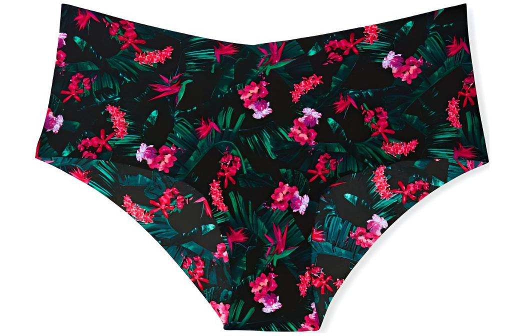 

Victoria's Secret Женские трусы 1 упаковка черные с лиственным цветочным принтом