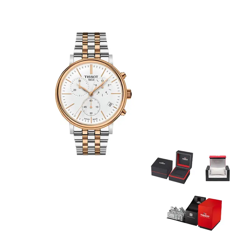 

TISSOT Часы Men's Carson Elite Series Watch, White Dial Rose Gold Silver Band