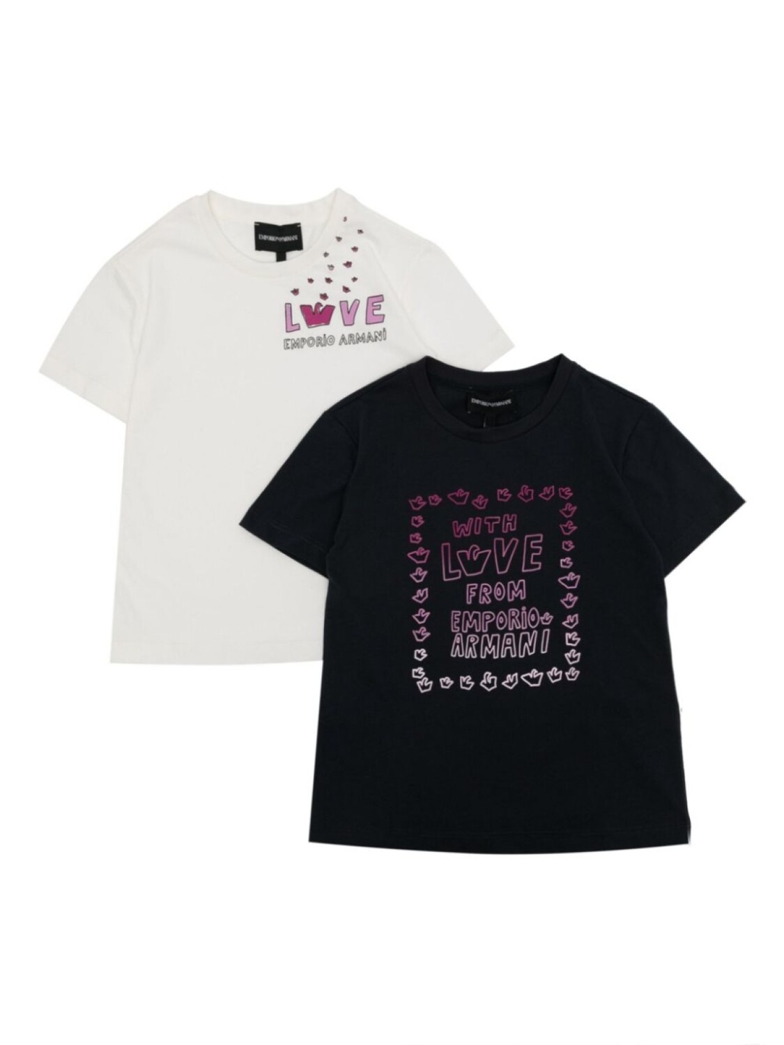 

Комплект Love из двух футболок с логотипом Emporio Armani Kids, белый