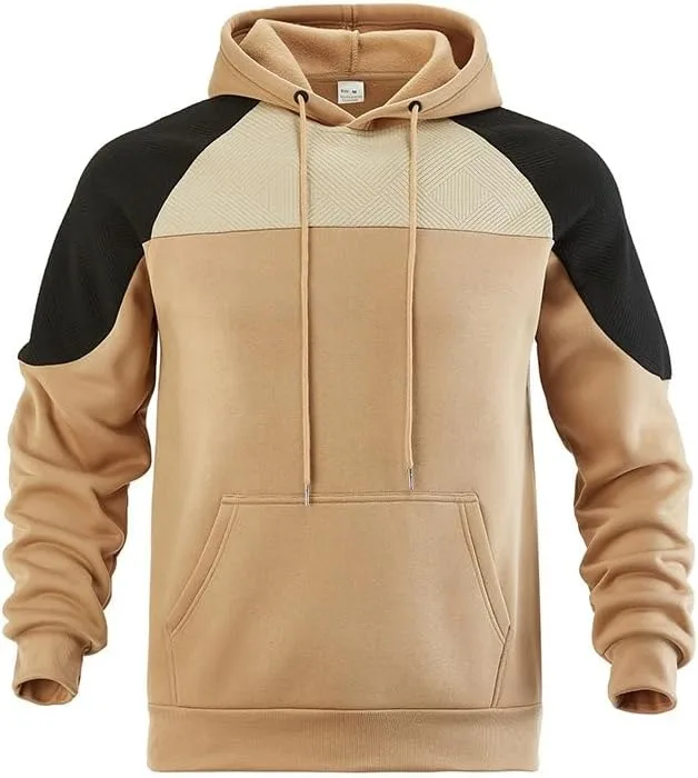 

Мужской худи с лоскутным принтом и накладными карманами LUORUAN