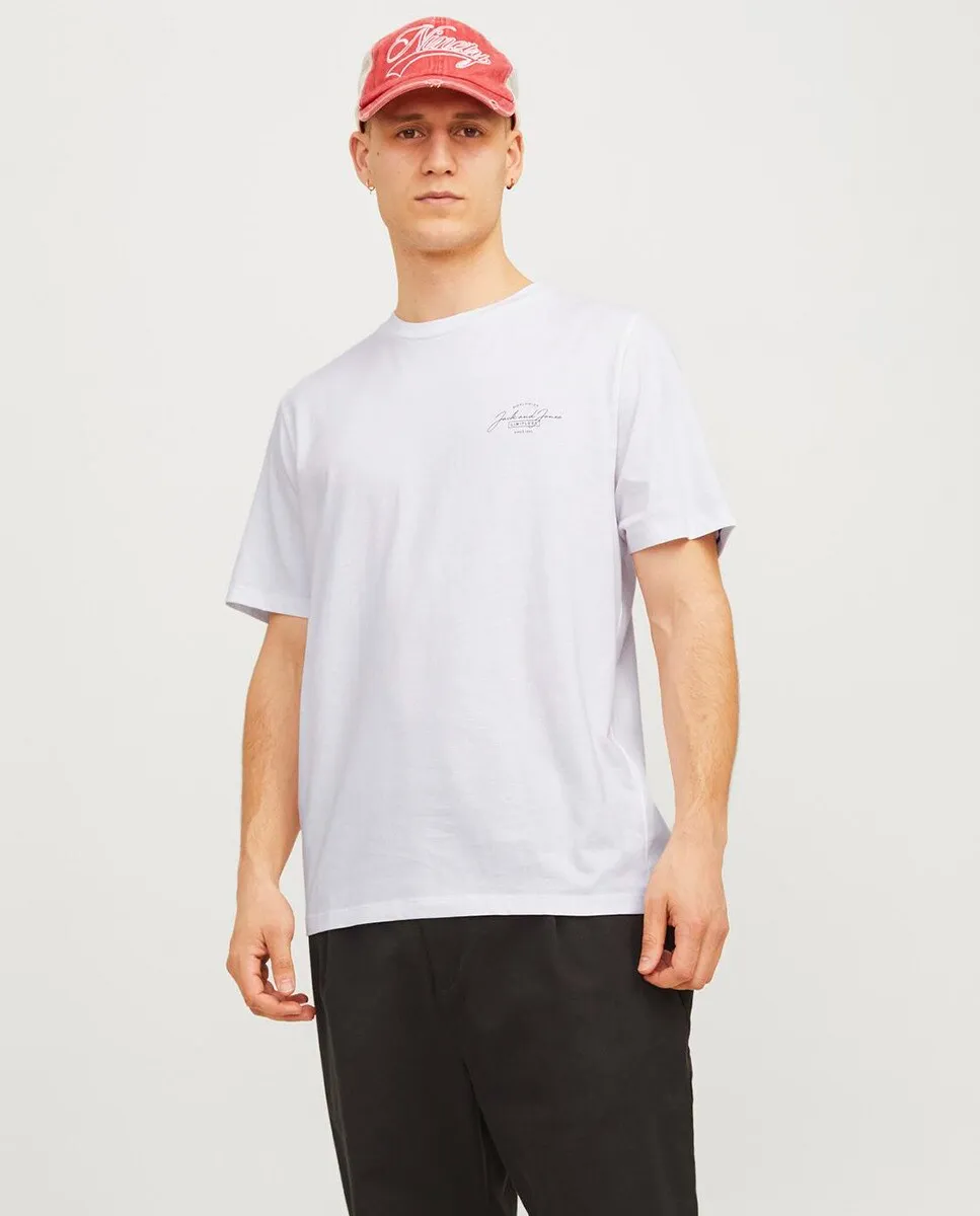 

Мужская футболка с короткими рукавами, круглым вырезом и принтом спереди Jack & Jones, белый
