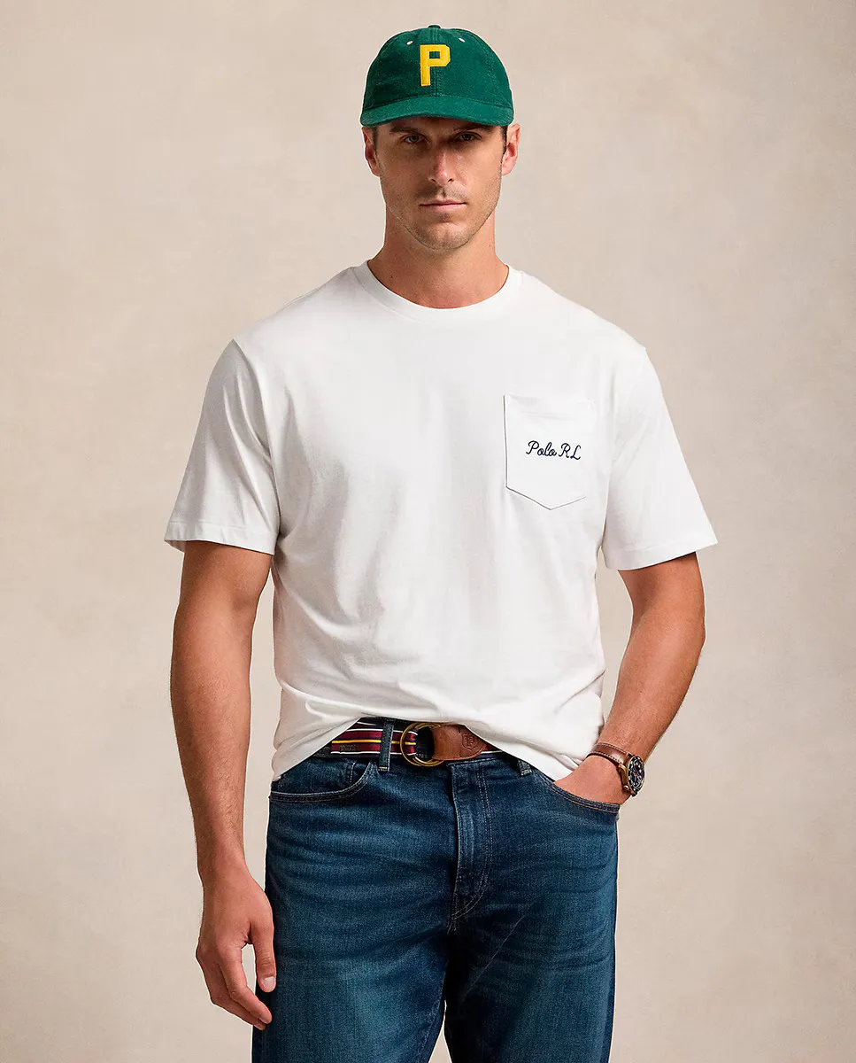 

Мужская хлопковая футболка с мишкой-поло больших размеров Polo Ralph Lauren, белый