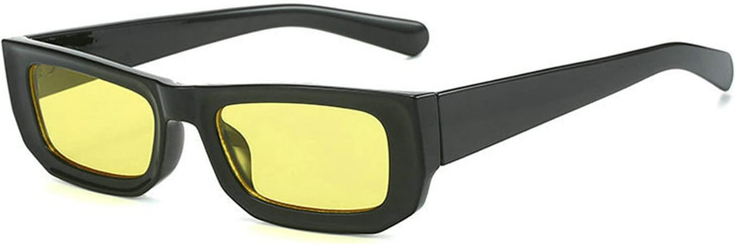 

COTIA Модные маленькие прямоугольные солнцезащитные очки для женщин с градиентными линзами, защита от УФ-излучения UV400, винтажные панк-очки для мужчин с леопардовым принтом, Black Yellow