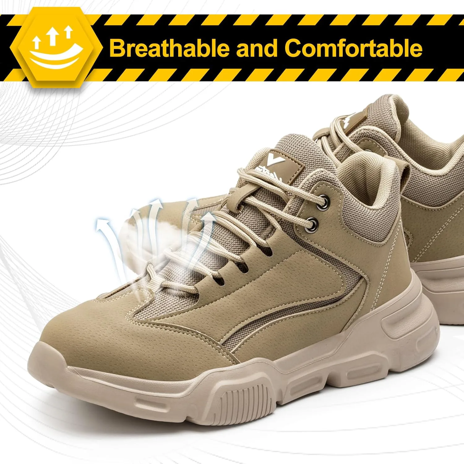 

Рабочие кроссовки Hogent с стальным носком для мужчин и женщин, композитный носок, неразрушимые защитные кроссовки, легкие дышащие строительные кроссовки, проколостойкие, с воздушной подушкой, эргономичный дизайн, хаки