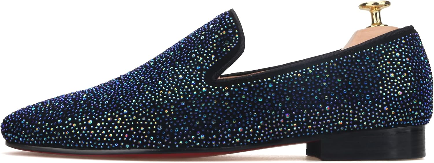 

Мужские синие тапочки-лоферы FERUCCI с кристаллами GZ и стразами, синий