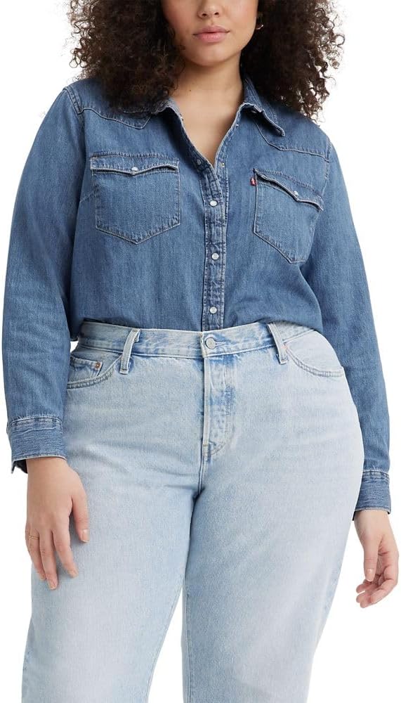

Женская джинсовая рубашка Levi's 725 с высокой талией (также доступны в размере Plus), Mighty Fine
