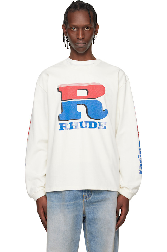 

Rhude Футболка Off-White с логотипом в виде разделенного бензина, размер 12