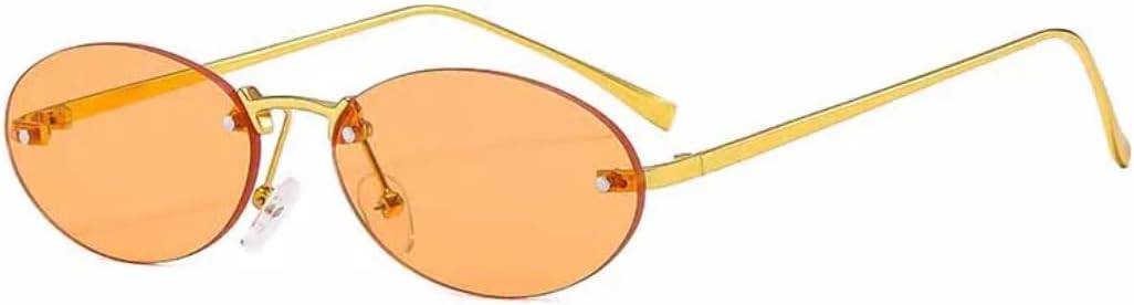 

Роскошные безободковые металлические овальные солнцезащитные очки для женщин и мужчин, модные, для активного отдыха и путешествий, с защитой от УФ-излучения UV400 TVTBBVV, Gold Yellow