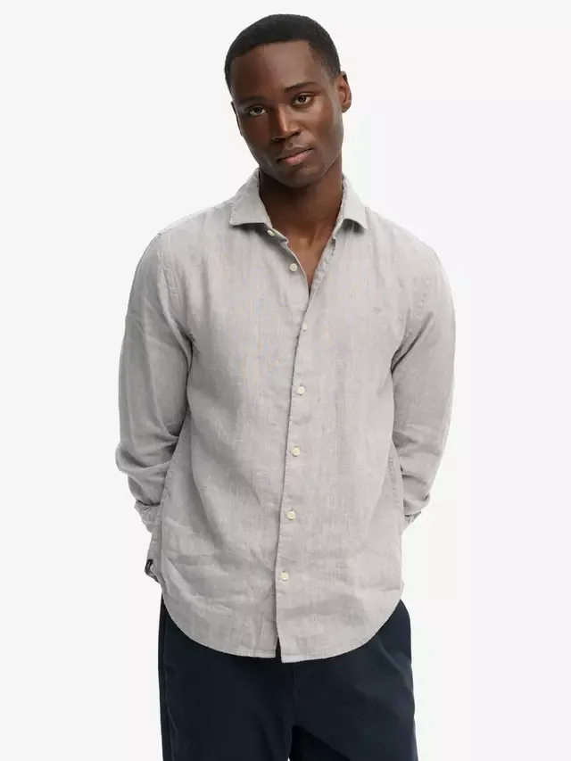 Льняная рубашка Ривьера Superdry, Ash Grey Chambray