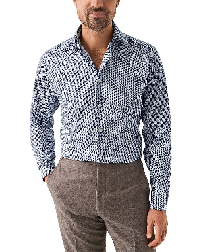 

Сорочка Slim Fit с принтом и застежкой на пуговицы Eton, синий