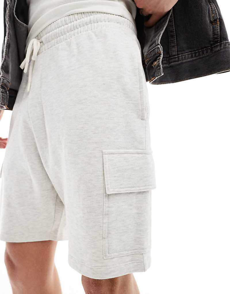

ASOS DESIGN – приталенные шорты карго серого меланжевого цвета