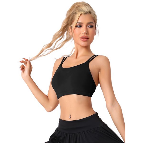 

Женский спортивный бюстгальтер U-back с полным покрытием и фиксированными чашками Allegra K, Black