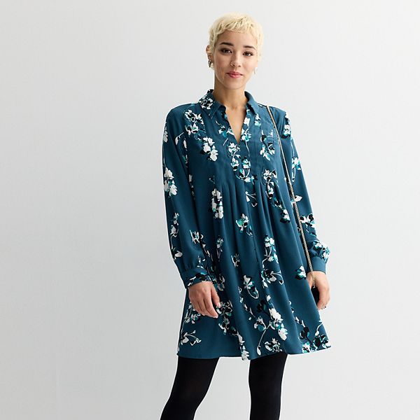 

Мини-платье Petite с защипами Nine West, Teal Willa Vine