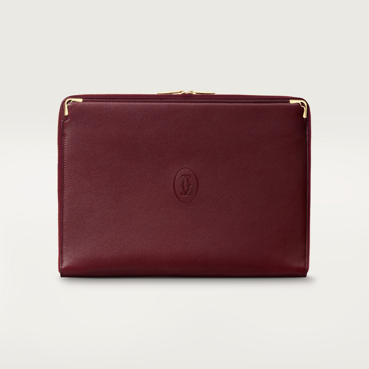 

Мужская деловая сумка Cartier Sac Portfolio, Must de Cartier, телячья кожа бордового цвета