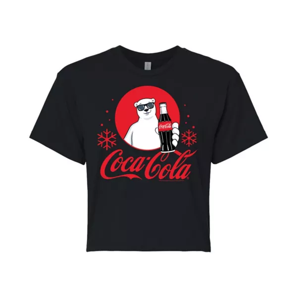 

Укороченная футболка с изображением белых медведей Coca-Cola Juniors Licensed Character, черный