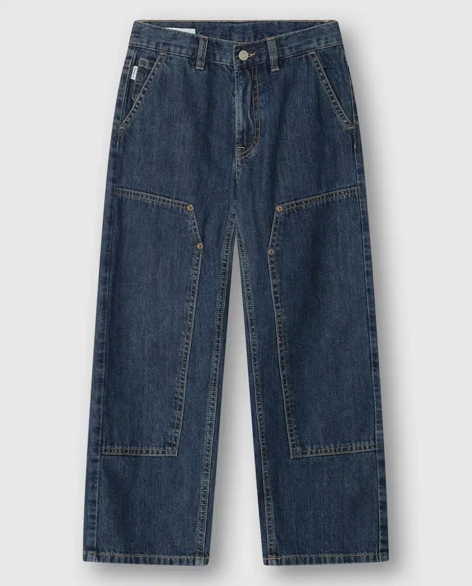 Джинсы с заплатками Loose Dan с двойными коленями для мальчика Pepe Jeans, индиго синий