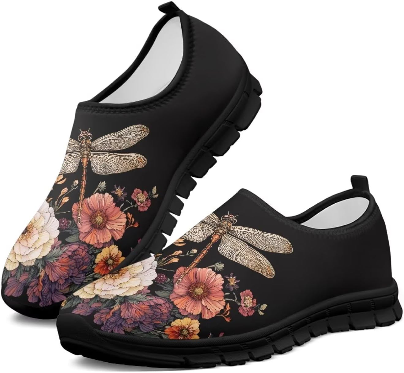 

Мужские кроссовки Howilath с принтом стрекозы и морской черепахи, обувь без шнурков, повседневные лоферы, Cartoon Flower Dragonfly