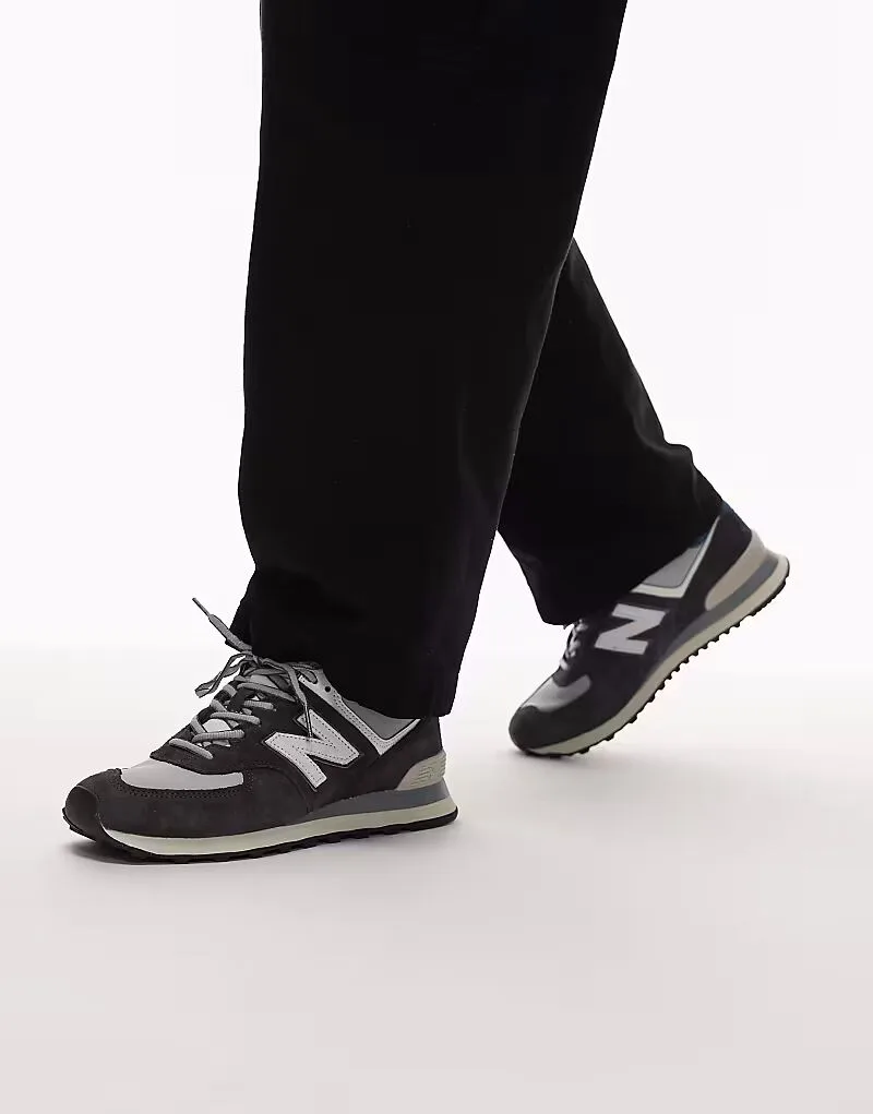 Кроссовки New Balance 574 унисекс серого и бирюзового цвета