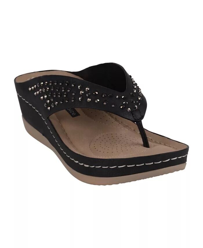 

Женские удобные босоножки на танкетке с украшением Tiana GC Shoes, черный