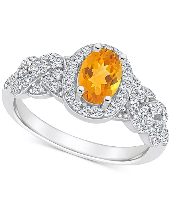 

Кольцо с ореолом из серебра 925 пробы с родолитом, голубым топазом (1 карат tw) и белым топазом (1/2 карата tw) (также с цитрином, голубым топазом, аметистом и перидотом) Macy'S, citrine