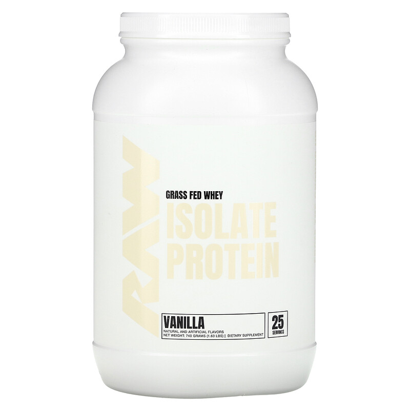 

Raw Nutrition, изолят сывороточного протеина от коров травяного откорма, со вкусом ванили, 740 г (1,63 фунта)
