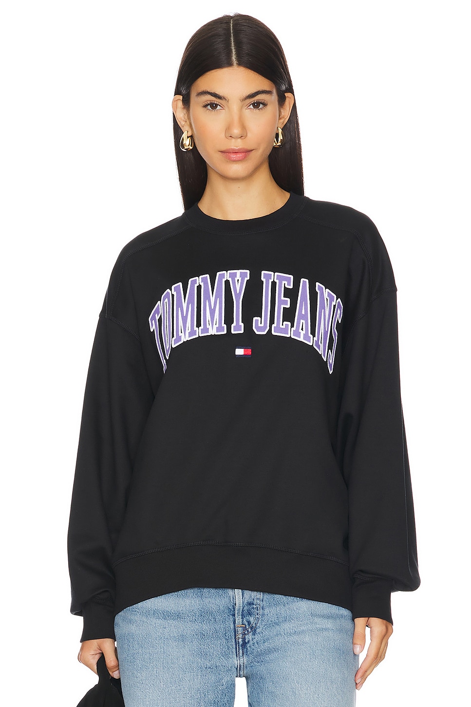 

Толстовка с принтом «university crew» в стиле «boxy pop» Tommy Jeans, черный