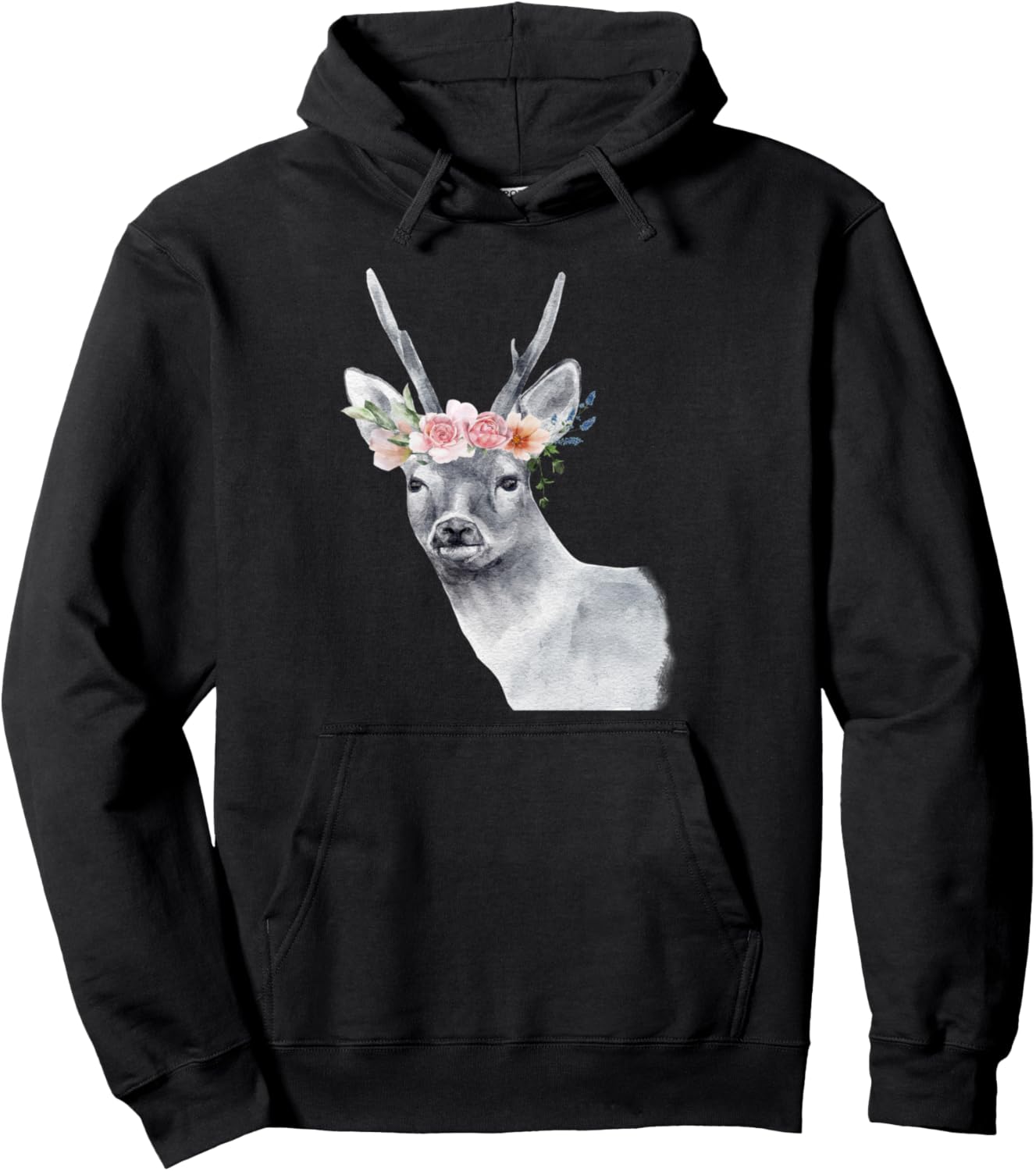 

Худи с принтом Олень, цветок, акварель черного цвета Dear Gift Nyc, Черный, Худи с принтом Олень, цветок, акварель черного цвета Dear Gift Nyc