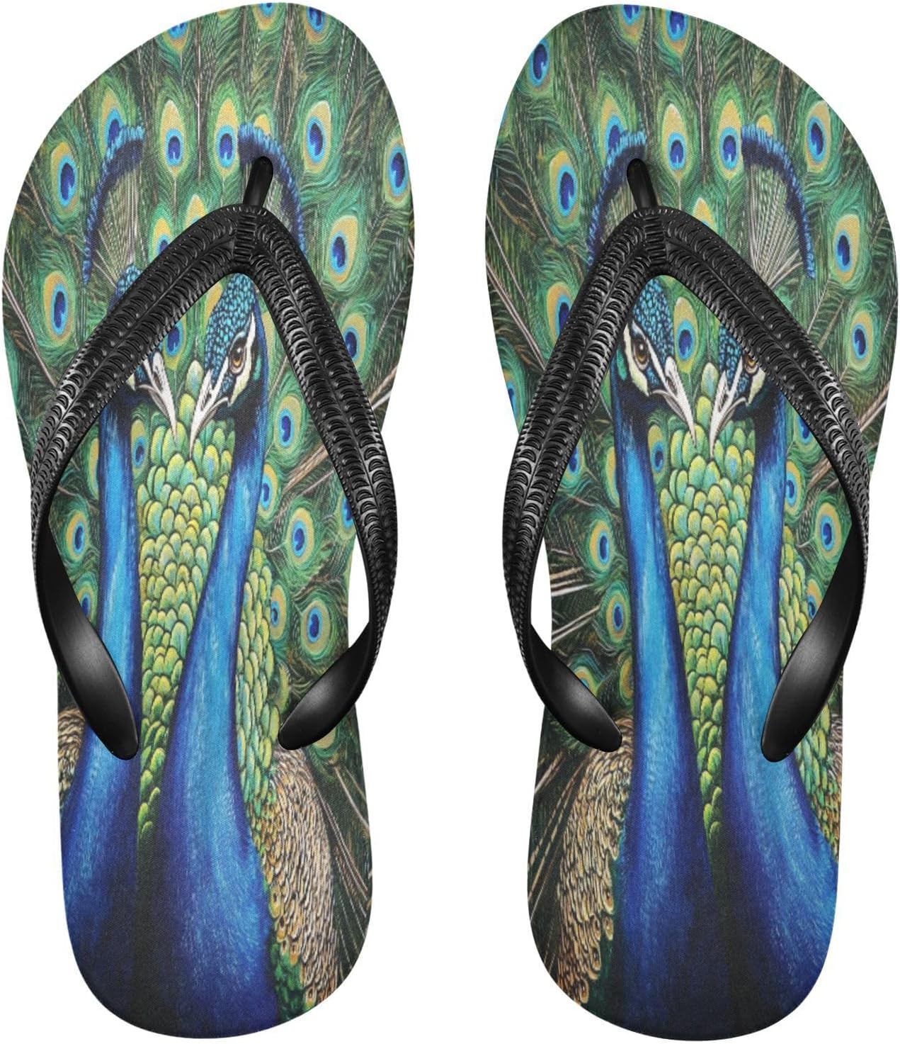 

Мужские пляжные шлепанцы с перьями павлина, бирюзовые, для душа, резиновые, нескользящие, летние тапочки для ходьбы Sinestour