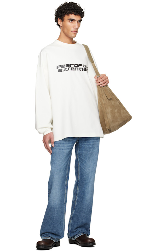 Fear Of God Essentials Футболка с длинным рукавом Off-White из ткани понте в стиле 90-х — фото 4