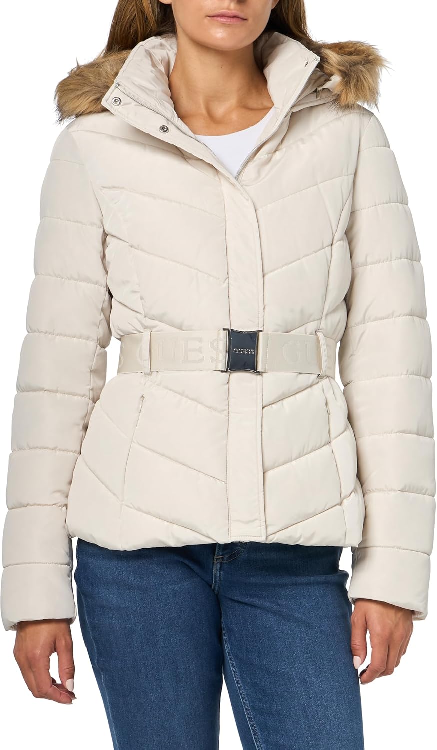 

GUESS женская куртка-пуховик Tally с поясом, Over Night Oats