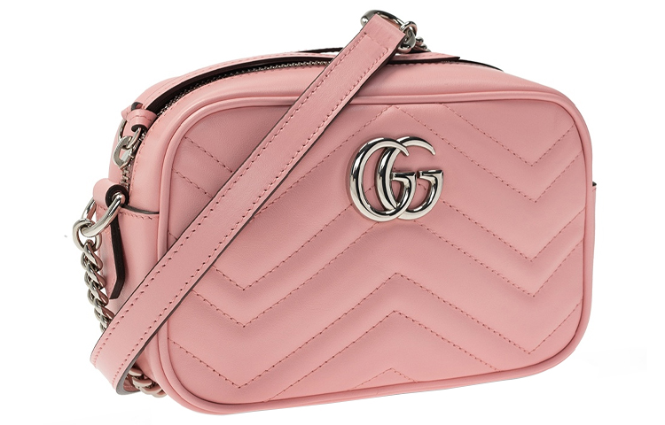 Миниатюрная сумка через плечо GUCCI Marmont в розовом цвете — фото 2