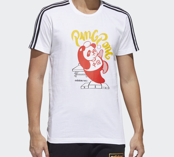 Футболка с рисунком «нео панда» и тремя полосками Adidas, белый — фото 3
