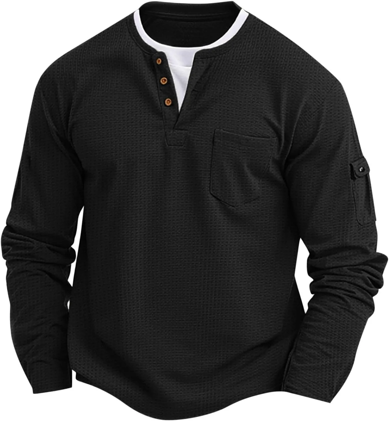 

Мужская бейсболка Henley с длинным рукавом Slim-Fit и V-образным вырезом