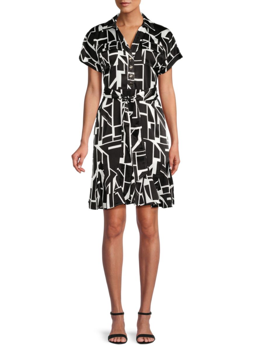 

Мини-платье с поясом и принтом Karl Lagerfeld Paris, цвет Soft White Black