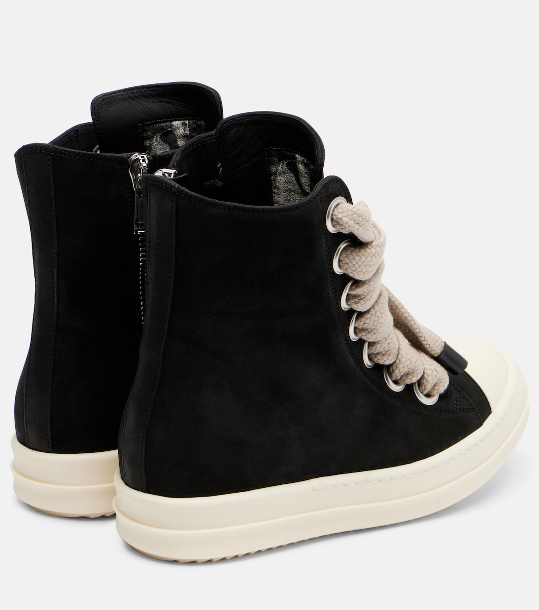 Кожаные кроссовки Jumbolace Geobasket Rick Owens, Black/Milk/Milk — фото 2