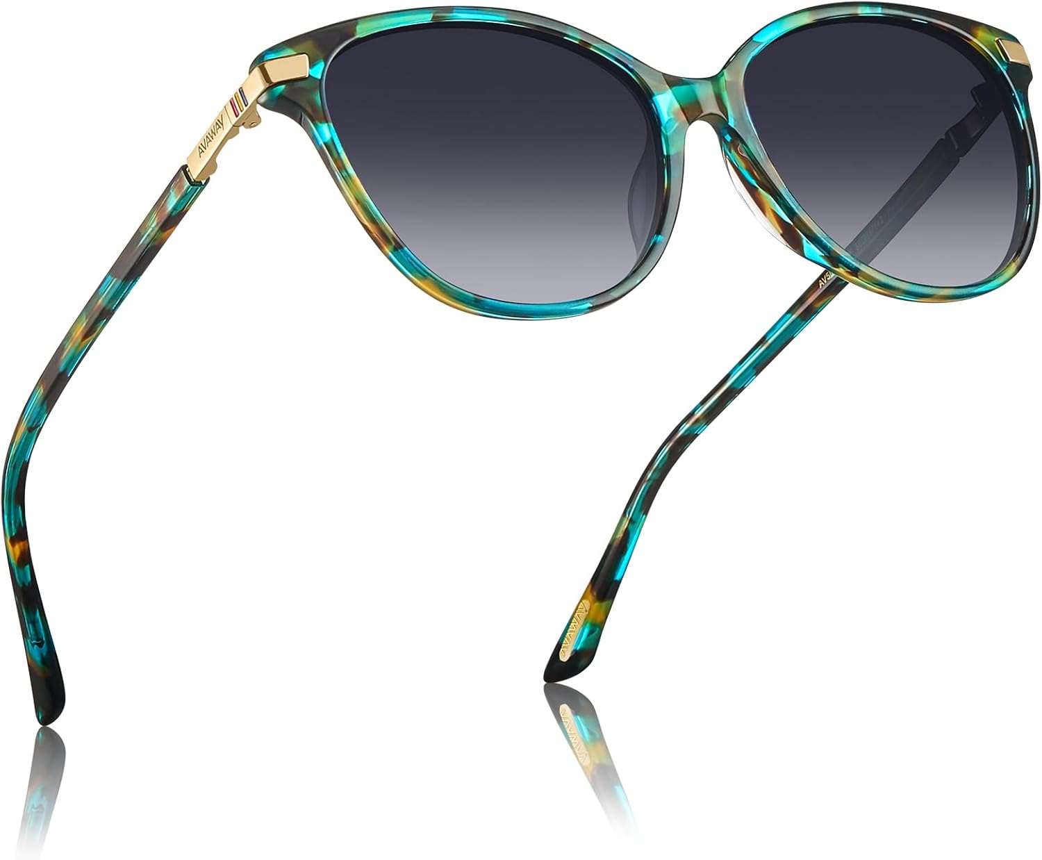 

Женские солнцезащитные очки AVAWAY «кошачий глаз» с поляризацией - стильная оправа из ацетата с защитой от УФ-излучения UV400 для вождения, путешествий и летних прогулок, A4: Teal Tortoise Frame + Gradient Grey Lens