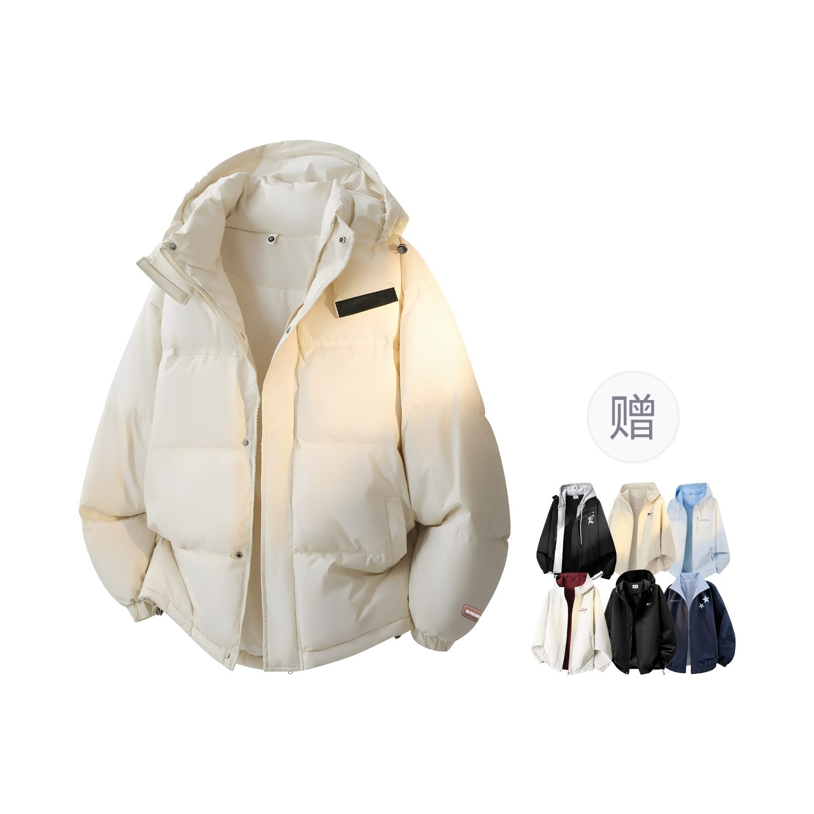 

Пуховая куртка женская с капюшоном, утепленные, другие Warrior, бежевый априкот[comes with random jacket]