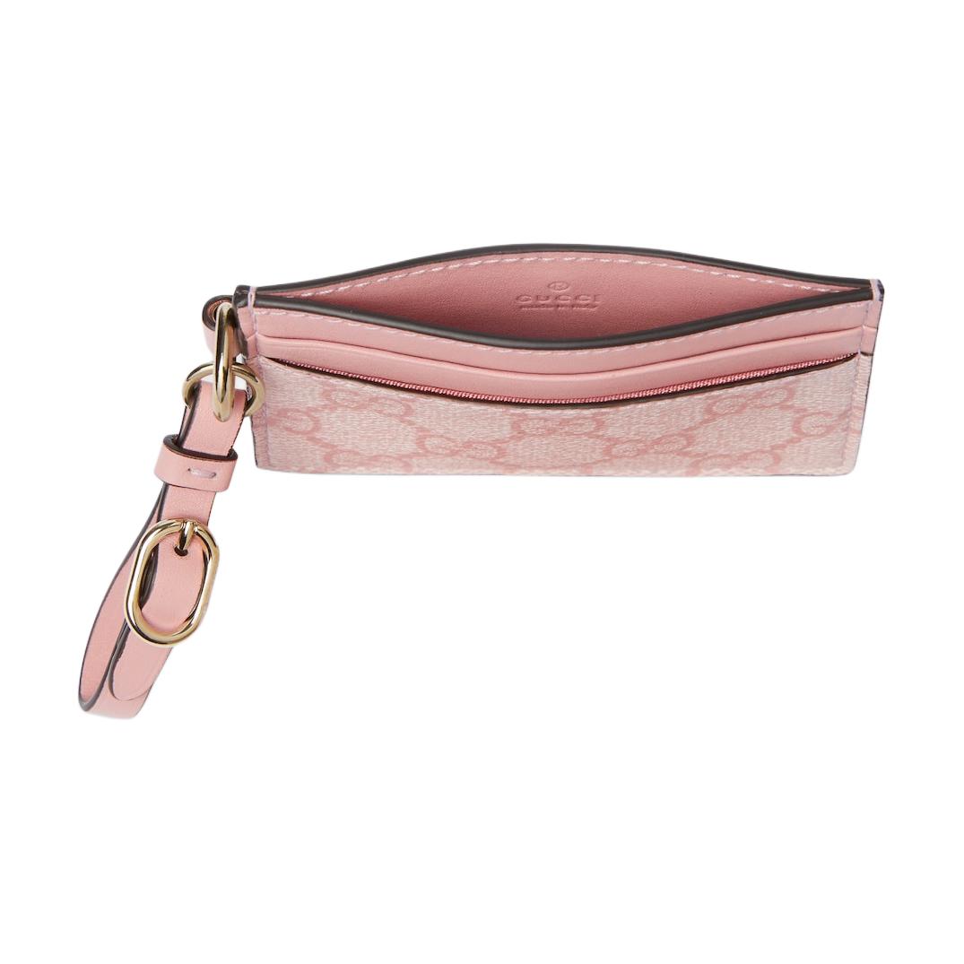 GUCCI Женский картхолдер из ткани с покрытием GG Emblem светло-розовый — фото 4