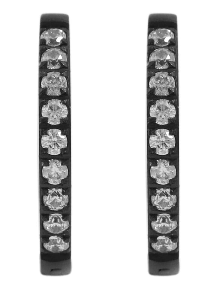 

Adeliás Женские серьги - серьги-кольца на шарнирах из нержавеющей стали с черными стразами