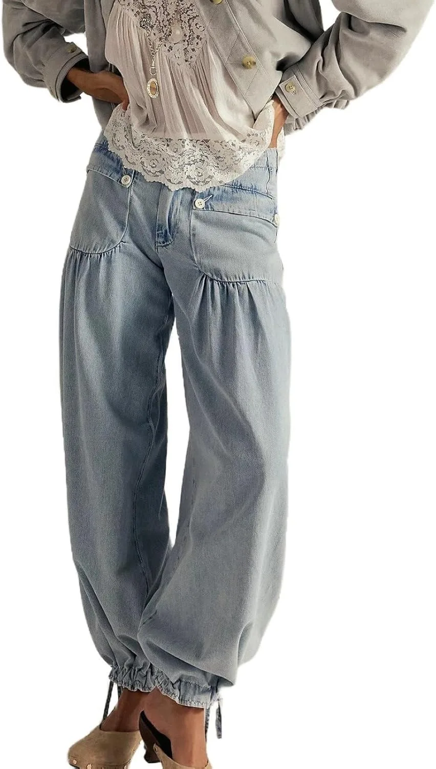 

Женские брюки Mid Waist Baggy Washed с карманами LsojbKjng