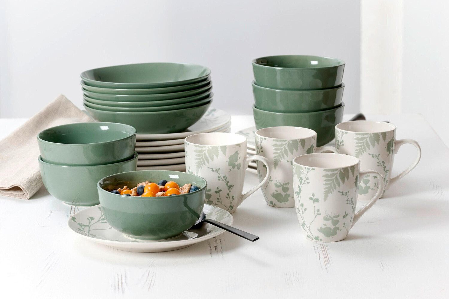 

Настольный сервиз 12 шт Ritzenhoff, зеленый/белый