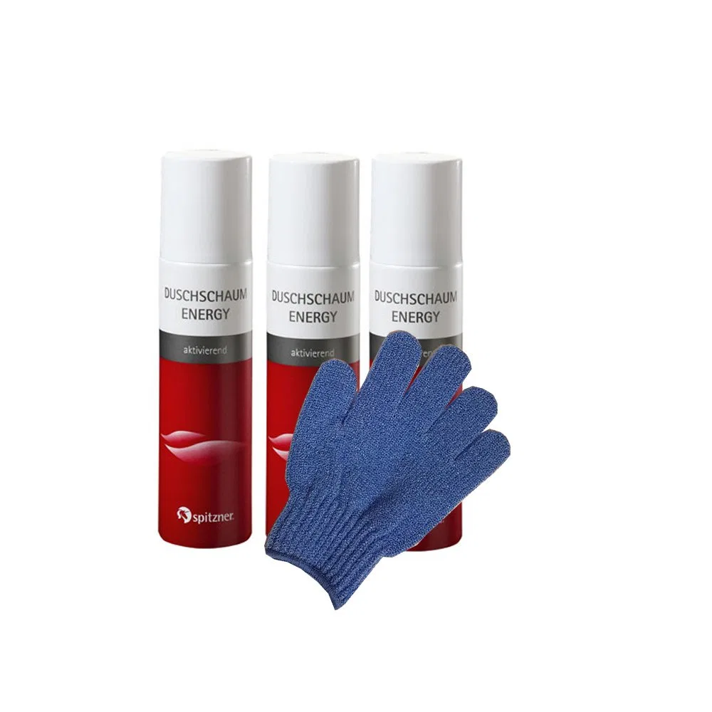 Пена для душа Spitzner Energieboost, 3 х 150 мл, с массажной перчаткой Spitzner