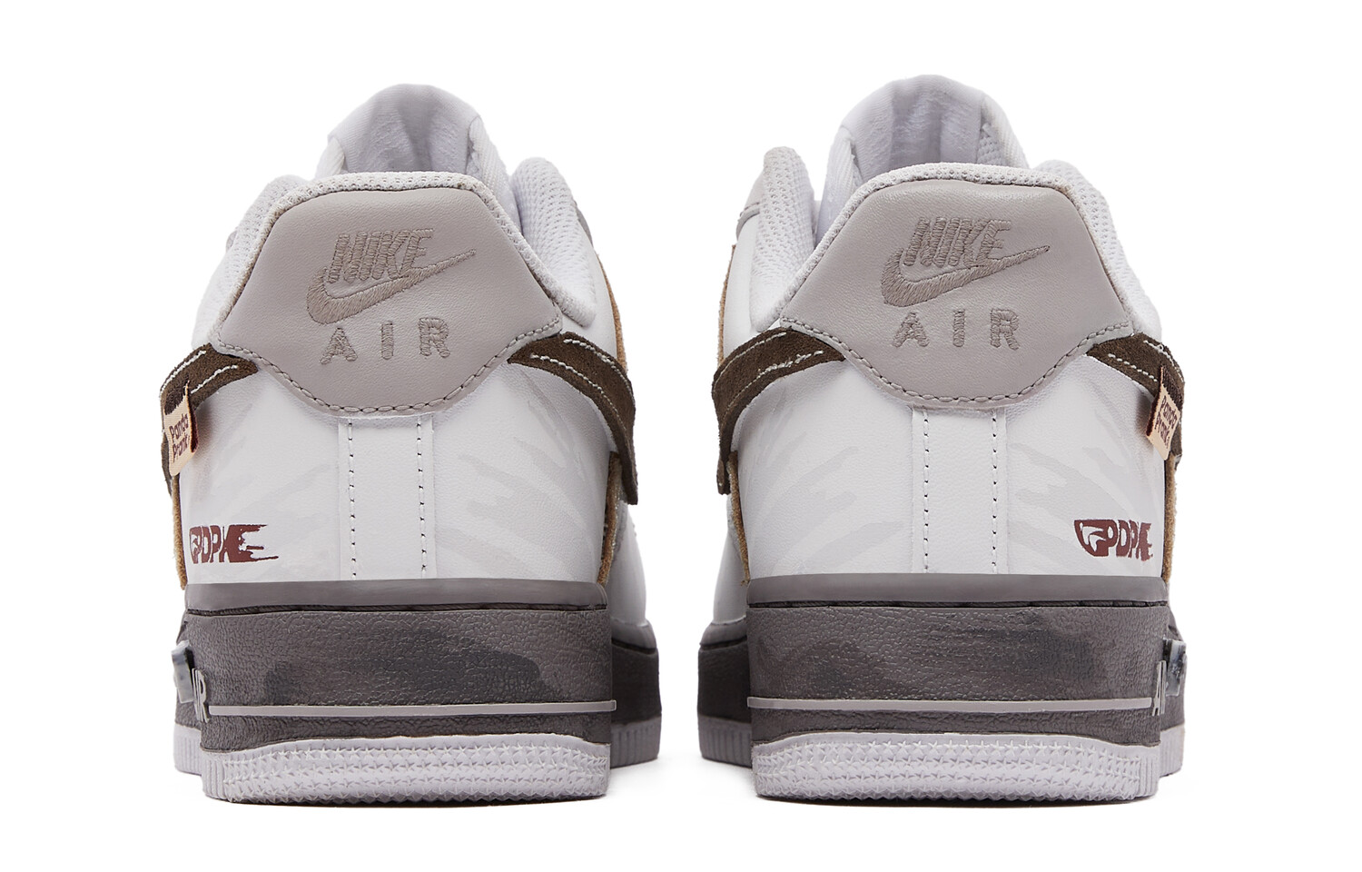 Кроссовки Nike Air Force 1 Skateboarding Shoes Unisex Low-top White/Brown, коричневый — фото 4